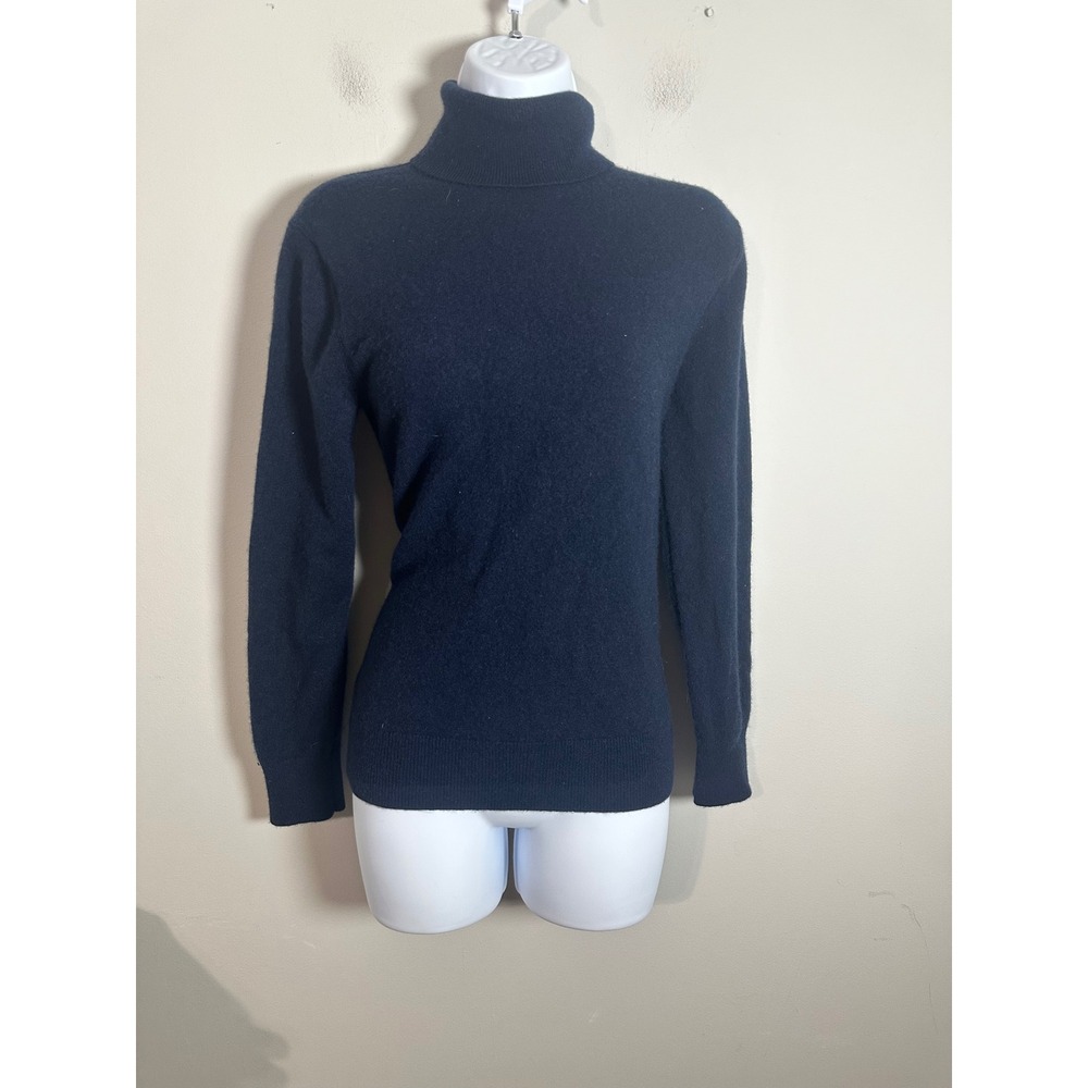 Club Monaco Navy Blue 100% Recycled Cashmere Turtleneck Sweater Womens Small